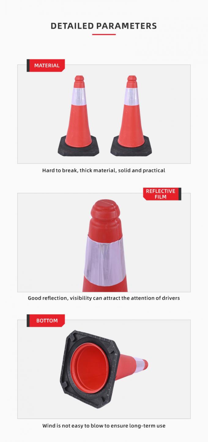 70cm Warning Directional Cone For Traffic Safety With Yes/No Base EVA ...